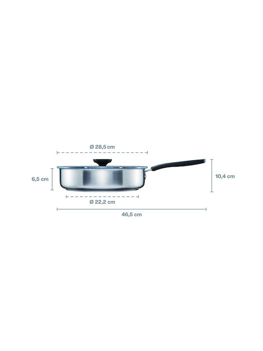 Fiskars Pan With Lid made of Stainless Steel with Non-Stick Coating 26cm