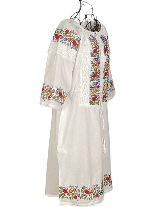 Sommer Midi Damenkleid Weiß