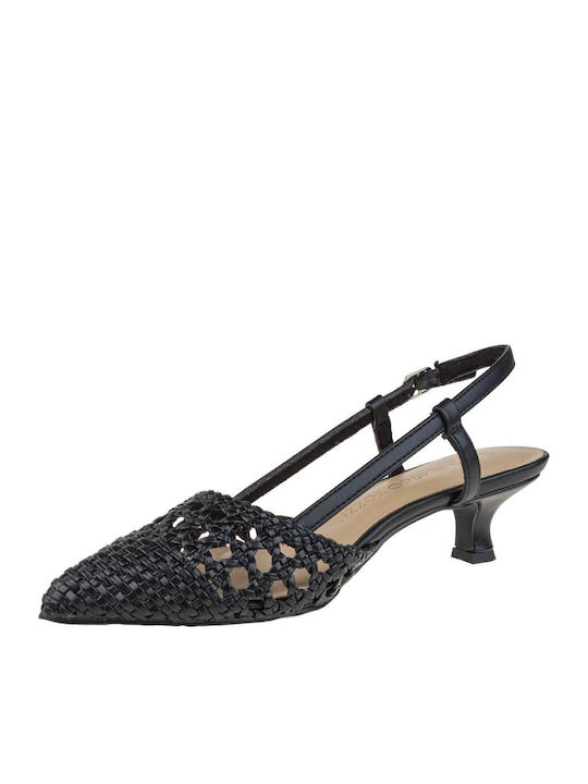Pumps mit Riemchen & mittelhoher Absatz Schwarz