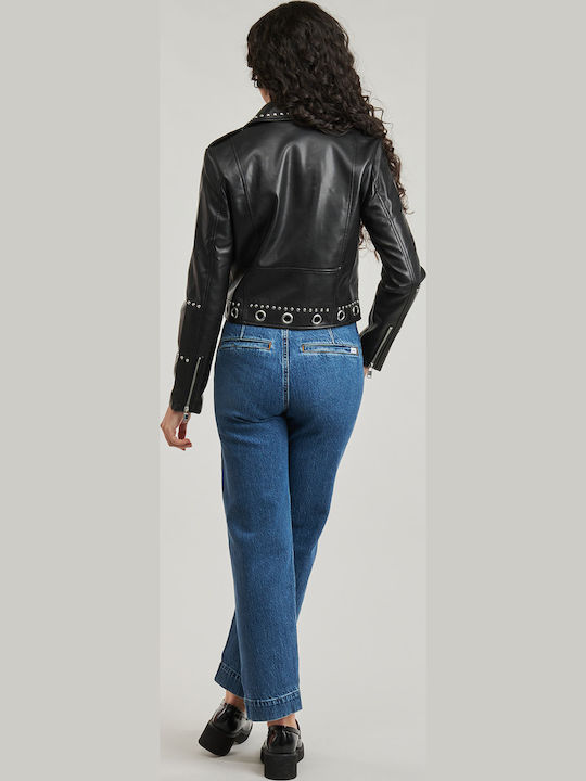 Leather Women's Biker Jacket Black