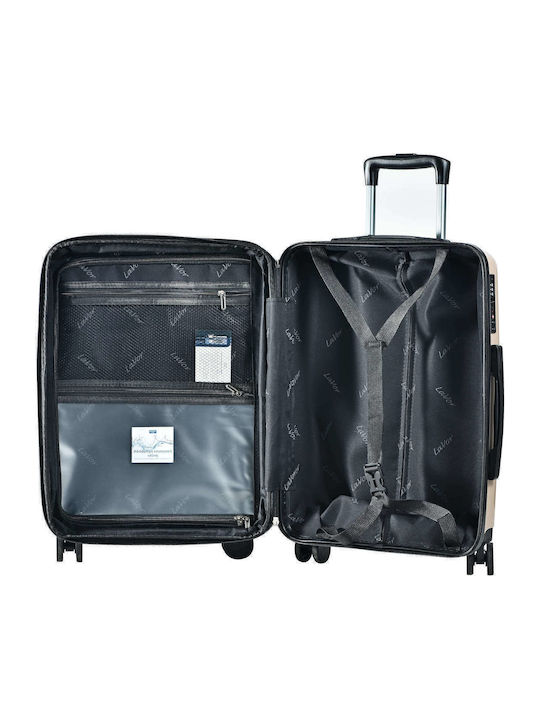 Lavor Cabin Hard Beige Suitcase with 4 Wheels Height 55cm