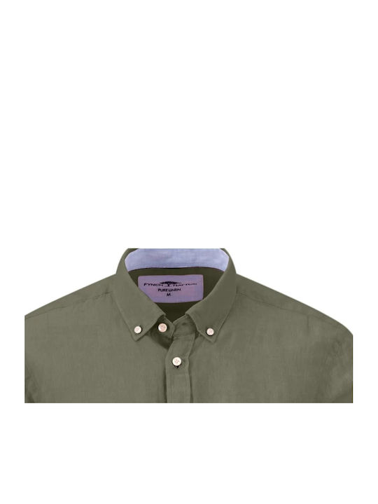 Long-sleeved Linen Shirt Olive