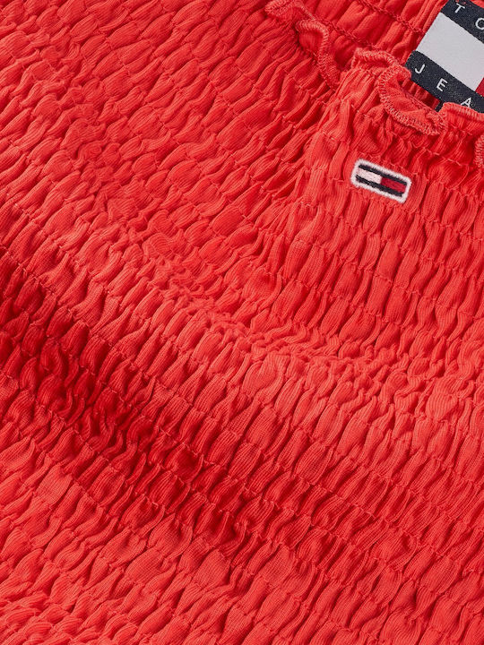 Summer Mini Knitted Dress Bright Vermillion Red
