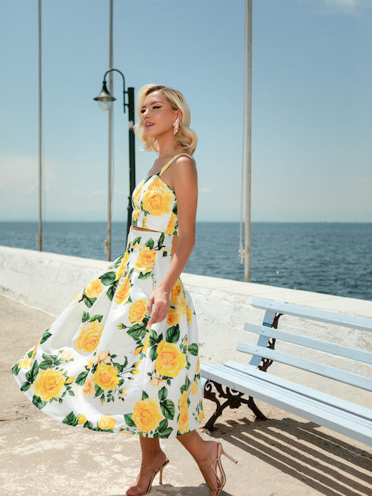 Set with High-waisted Maxi Skirt Yellow