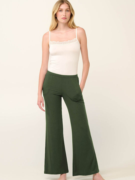 Dama Tesatura Pantaloni cu Elastic Albastru
