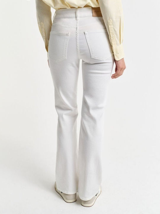 Γυναικείο Jean Παντελόνι Καμπάνα Mid Rise σε Slim Εφαρμογή Λευκό