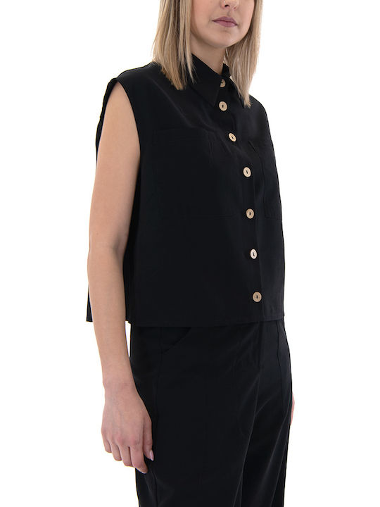 Fără mâneci Femei Cămașă Black