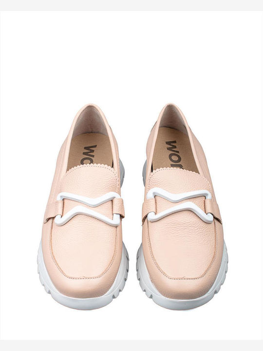 Δερμάτινα Γυναικεία Loafers σε Ροζ Χρώμα