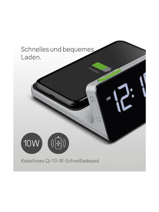 Braun Tabletop Digital Clock with Alarm & Wireless Charging mid-42812