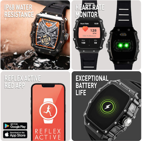 Ρολόι Reflex Smartwatch Μαύρο Λουράκι Σιλικόνης Ra51-2225