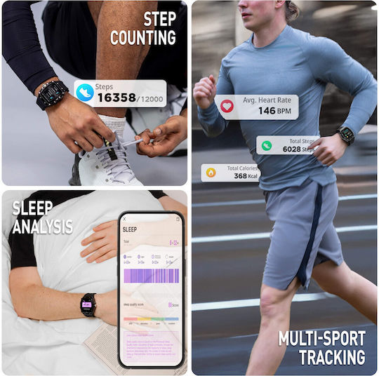 Ρολόι Reflex Smartwatch Μαύρο Λουράκι Σιλικόνης Ra51-2225