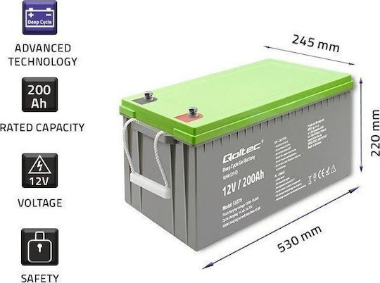 Qoltec Baterie Fotovoltaică AGA Ciclu adânc 12V 200Ah (53079)