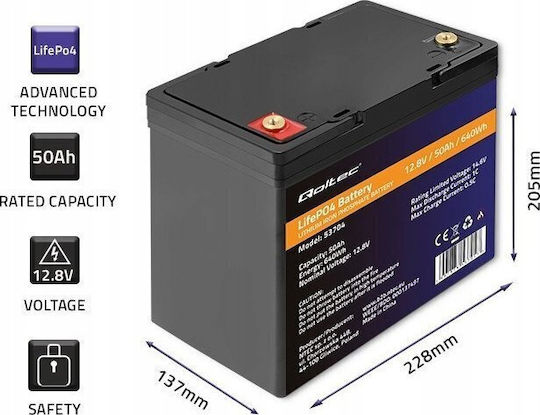 Qoltec Baterie Fotovoltaică Litiu 12.8V 50Ah (53704)