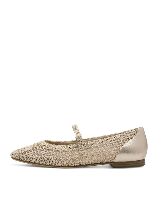 Fabric Ballerinas With strap Gold