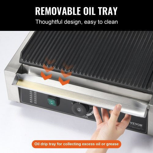 Vevor Commercial Sandwich Maker with Ribbed Top and Ribbed Bottom