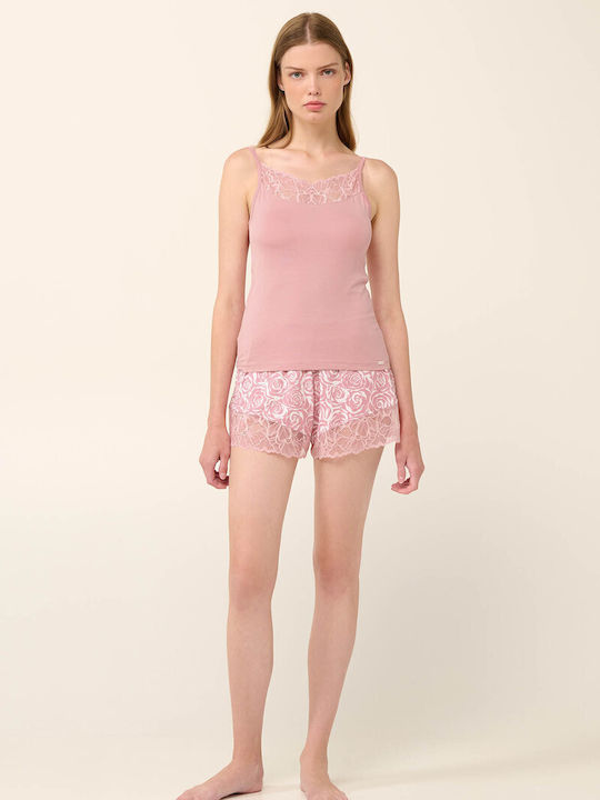 Women's T-Shirt with Spaghetti Strap Pink Blush