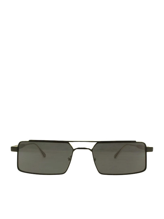 Calvin Klein Unisex Sunglasses with Black Metallic Frame and Black Lens