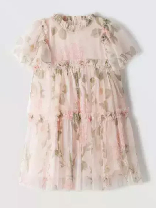 Rochie pentru Copii Fără mâneci Din tul Floral