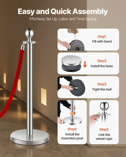 Vevor Safety Barrier Post Silver 1.5m QTGLZDSDYSHROLPEMV0