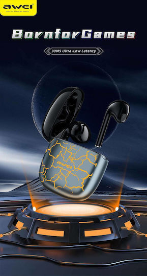 Awei T29 Pro In-ear Bluetooth Handsfree Ακουστικά με Θήκη Φόρτισης Ice Crack Orange