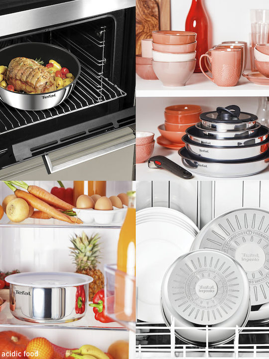 Tefal Ingenio Emotion Cookware Set of Stainless Steel with Non-stick Coating Silver 20pcs