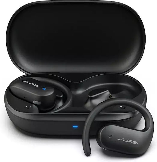 Jlab JBuds Open Sport Bluetooth-Freisprecheinrichtung Kopfhörer mit Schweißresistenz und Ladeetui Schwarz