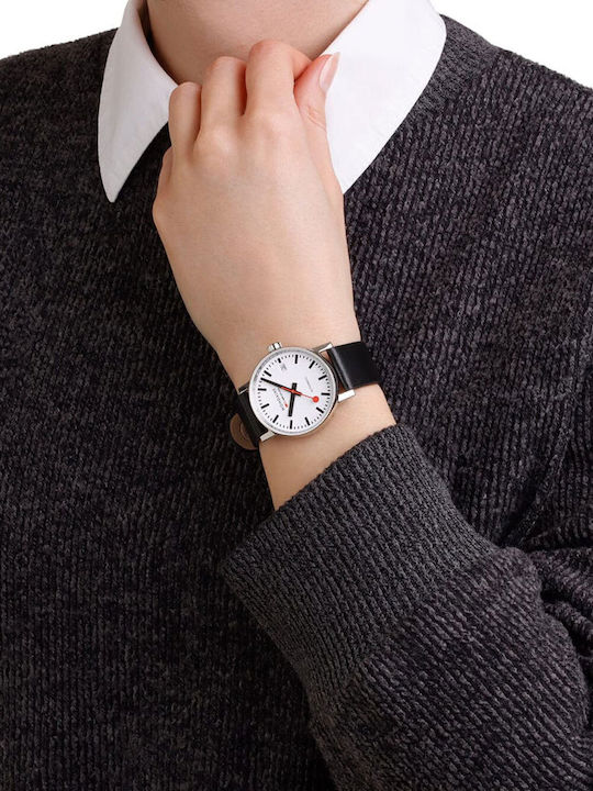 Mondaine Women's Watch Automatic with Black Leather Strap