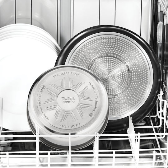 Tefal Ingenio Cook Eat Σετ Μαγειρικά Σκεύη από Ανοξείδωτο Ατσάλι Silver με Αντικολλητική Επίστρωση 7τμχ