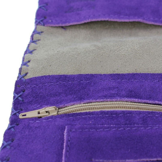 PO.S Lederne Tabaktasche Lila mit Verschluss 16.5x7.5cm
