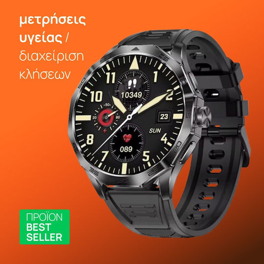 Aoke DA03 Smartwatch mit Pulsmesser (Black Case / Black Metal Strap)