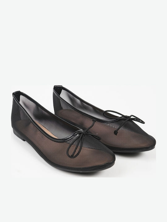 Fabric Pointy Ballerinas Black