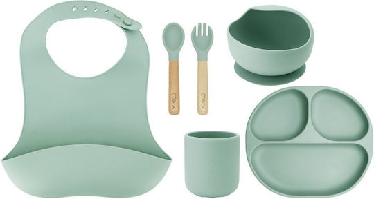 Momi Feeding Set made of Silicone Green 6pcs