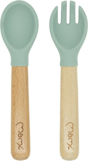 Momi Feeding Set made of Silicone Green 6pcs