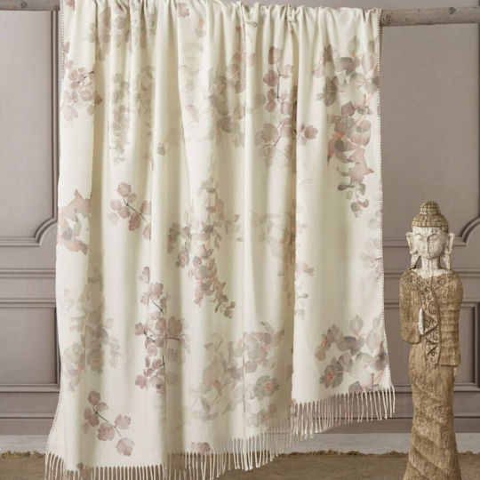 Cotton Club Doppelbettdecke mit Fransen 210x240cm Beige
