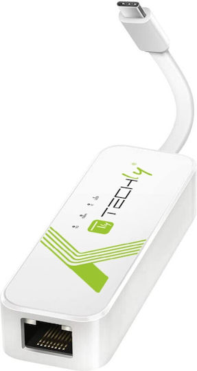 Techly IADAP USB31-ETGIGA3 Αντάπτορας Δικτύου USB-C με Ενσύρματη Σύνδεση Gigabit Ethernet