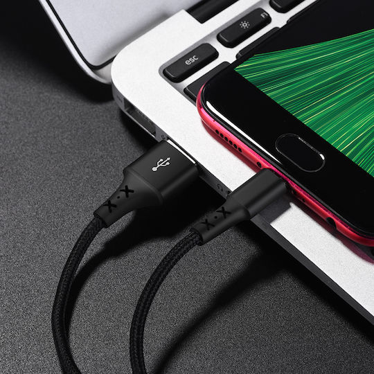 Borofone Braided USB 2.0 to micro USB Cable Μαύρο 1m (BX20)