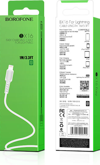Borofone BX16 USB-A zu Lightning Kabel Weiß 1m
