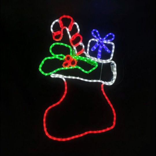 Aca Illuminated Christmas Figure Height 78cm Sock With Present