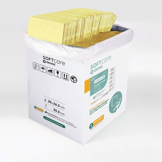 Soft Care Οδοντιατρική Πετσέτα Κίτρινη 1ply + 1ply χωρίς Dispenser 500τμχ
