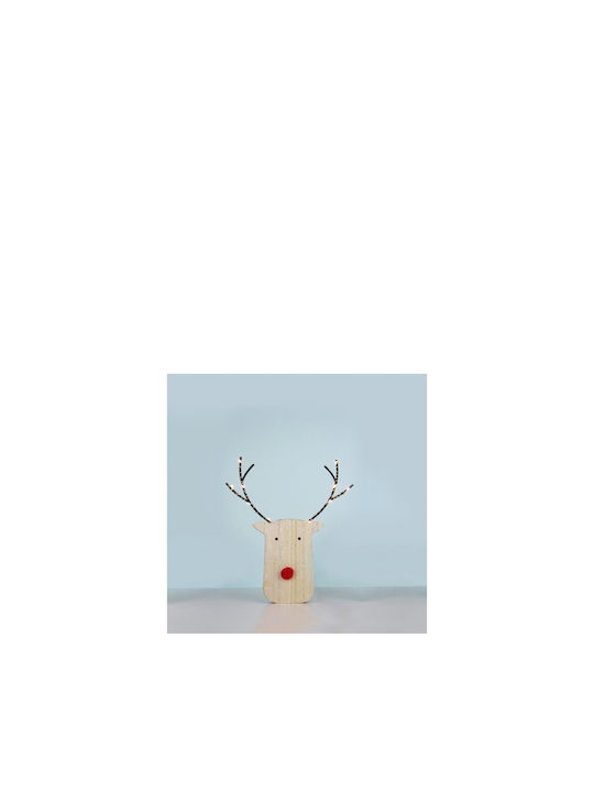 Aca Illuminated Christmas Figure Reindeer White Height 18cm Wooden Reinder Head