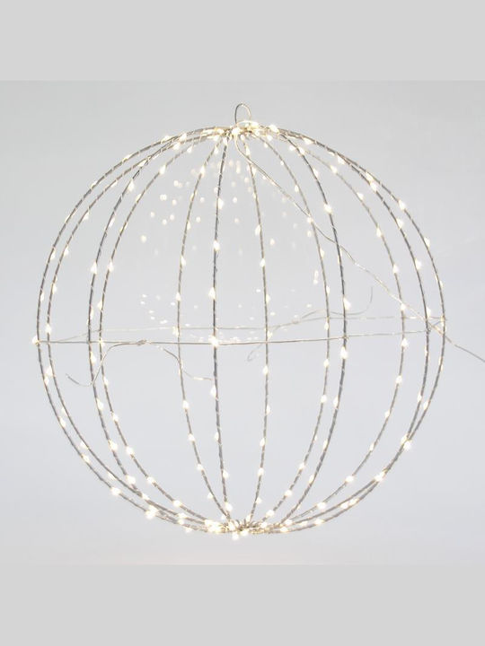 Eurolamp Φωτιζόμενη Χριστουγεννιάτικη Μεταλλική Φιγούρα Μπάλα Ασημί 40x40x40εκ.