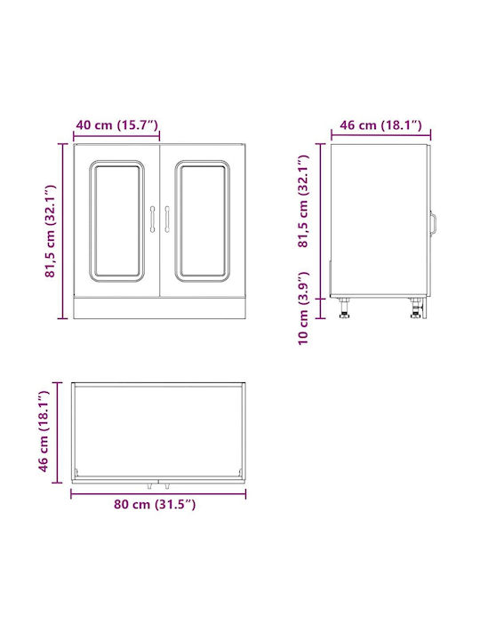 Kalmar Dulap pentru Chiuvetă Cafea 80x46x81.5buc