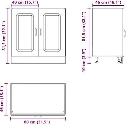 Kalmar Ντουλάπι Νεροχύτη Καφέ 80x46x81.5εκ.