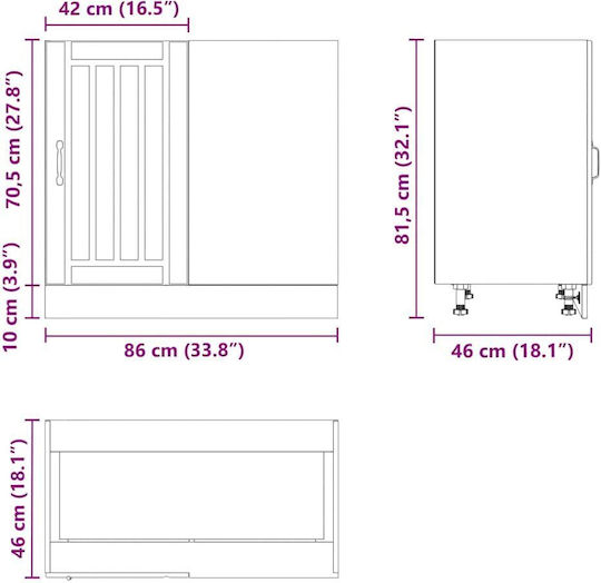 Lucca Ντουλάπι Νεροχύτη Μαύρο 80x46x81.5εκ.