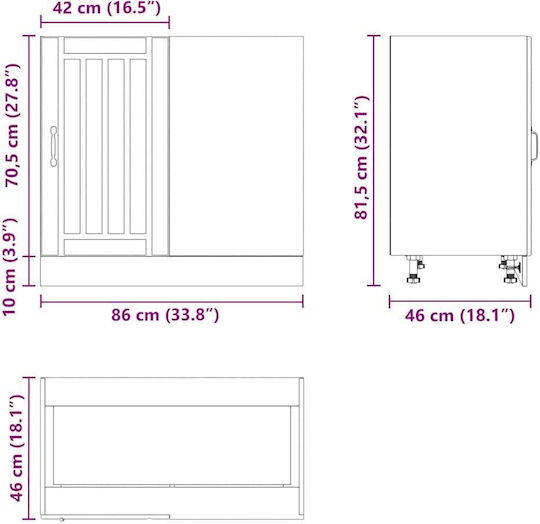 Lucca Dulap pentru Chiuvetă Cafea 80x46x81.5buc