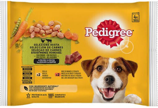 Pedigree Vital Protection Sauce Wet Food Dogs in Pouches with Chicken, Vegetables and Calf 4x100gr