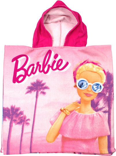 Mattel Barbie Παιδικό Πόντσο Θαλάσσης Barbie Ροζ 100 x 50εκ.