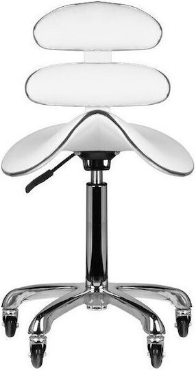 Natural Care Professional Wheeled Stool with Backrest White