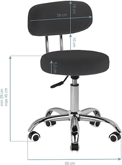 Salon Stools Wheeled Stool with Backrest Black