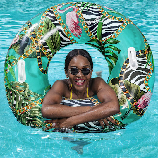 Bestway Kids' Swim Ring Flamingo with Handles and Diameter 114cm.